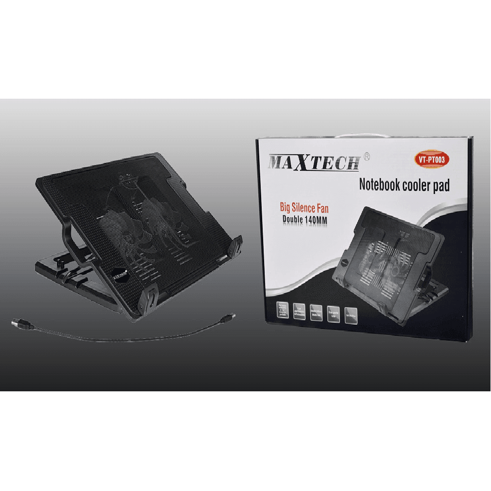 VENTOLA RAFFREDDAMENTO BASE DISSIPATORE 140MM COOL PC PAD NOTEBOOK MAXTECH VT-PT003 - 2