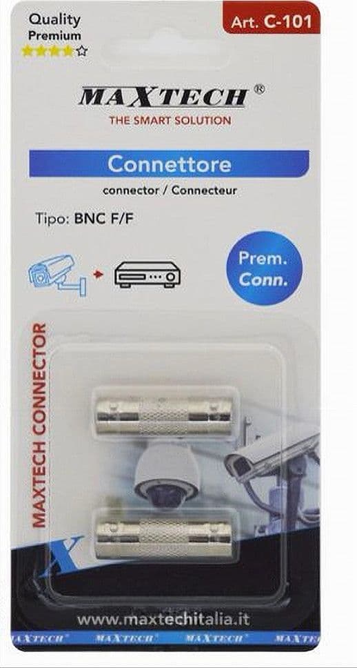 ADATTATORE CONNETTORE BNC FEMMINA CAVO VIDEOSORVEGLIANZA ANTENNA MAXTECH C-BNC02 - 3