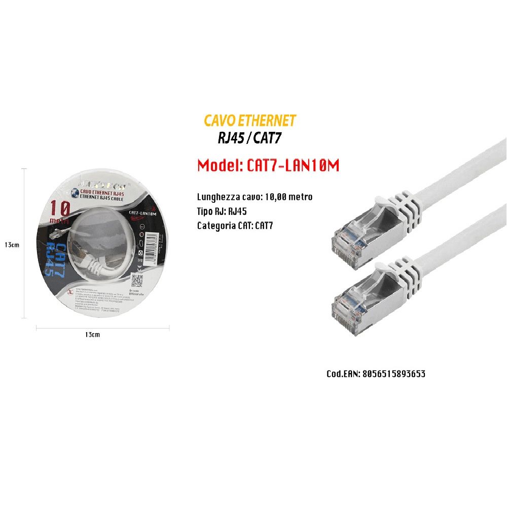 CAVO DI RETE CAT 7 LAN ETHERNET 10 METRI CAVETTO PATCH MAXTECH CAT7-LAN10M - 3