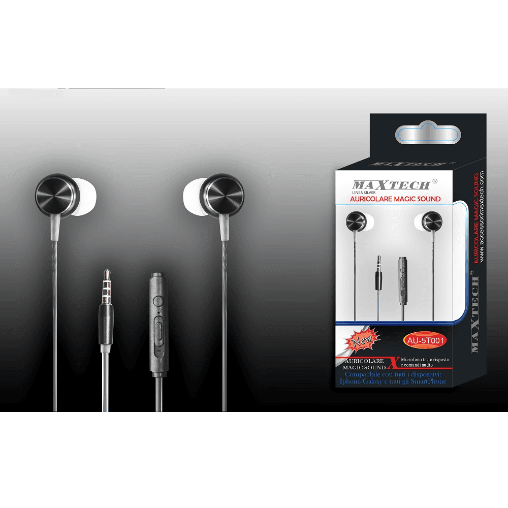 AURICOLARI CUFFIE PER SMARTPHONE CELLULARI CON FILO AUDIO MICROFONO MAXTECH AU-5T001 - 2