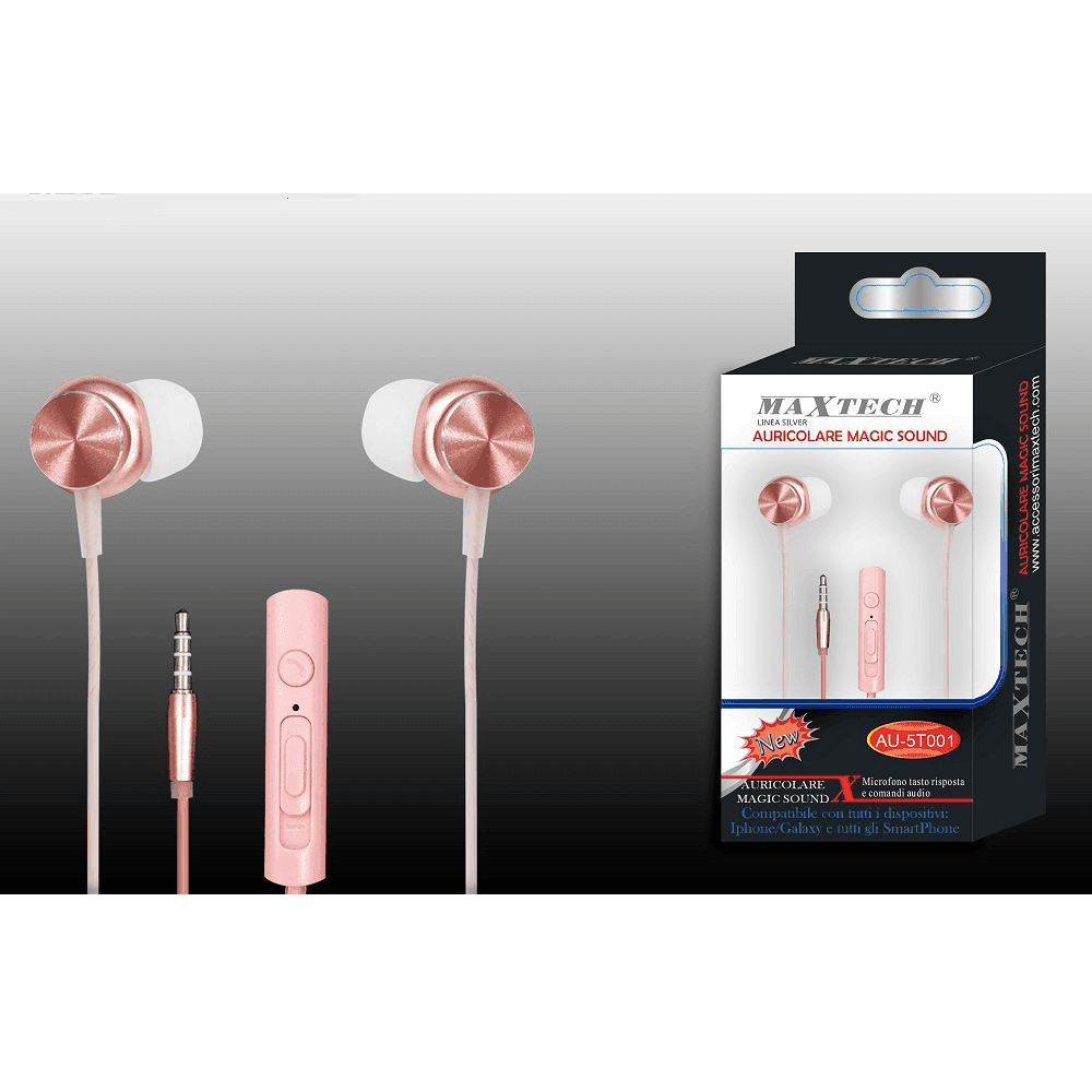 AURICOLARI CUFFIE PER SMARTPHONE CELLULARI CON FILO AUDIO MICROFONO MAXTECH AU-5T001 - 3