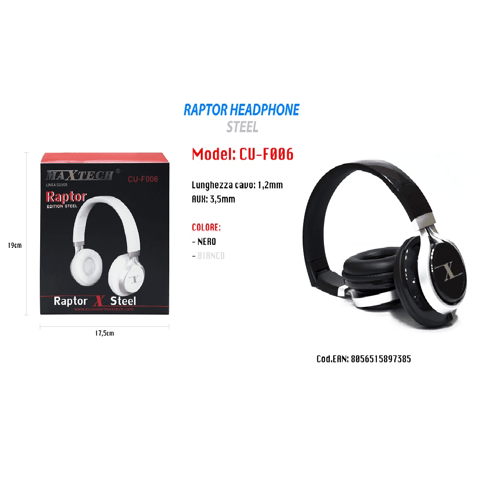 CUFFIE CON FILO MICROFONO 3,5 MM PC COMPUTER MAC NOTEBOOK MP3 PORTATILI MAXTECH CU-F006