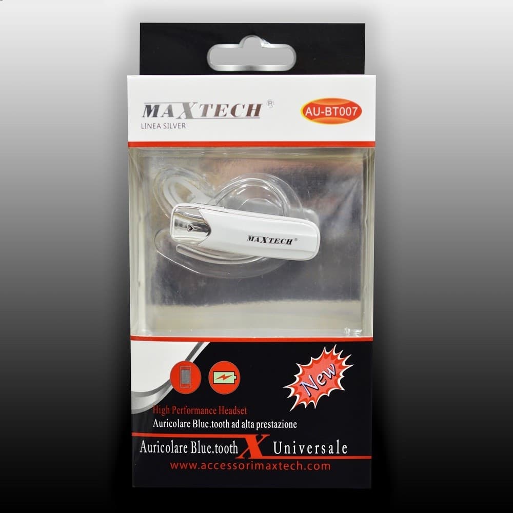 AURICOLARE BLUETOOTH UNIVERSALE CUFFIA MAXTECH AU-BT007 PER SMARTPHONE CELLULARE - 3