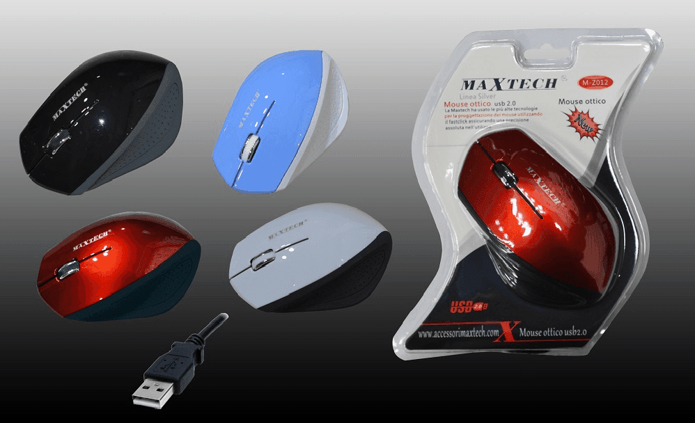 MOUSE OTTTICO USB 2.0 FILO PORTATILE PER PC COMPUTER 2.4 GHZ MAXTECH M-Z012F - 2