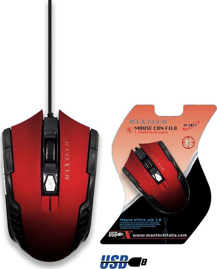 MOUSE GAMING CON CAVO USB OTTICO MINI CON FILO PER COMPUTER PC DA GIOCO MAXTECH M-Z017 - 4