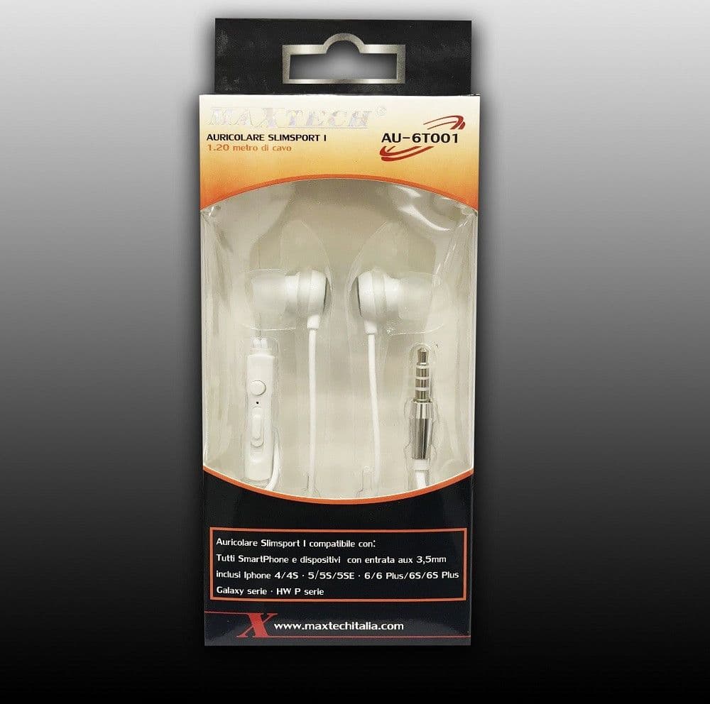 AURICOLARI PER CELLULARI CUFFIE CON FILO MUSICA MICROFONO SMARTPHONE MAXTECH AU-6T001 - 2
