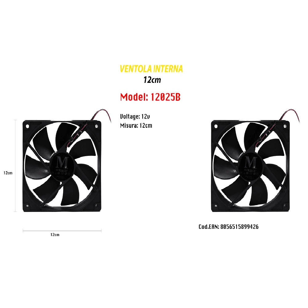VENTOLA RAFFREDDAMENTO 120MM PER PC SILENZIOSA SPEED MOLEX 12V MAXTECH 12025B - 3