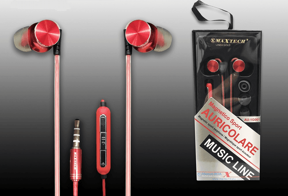 AURICOLARI CUFFIE ORECCHIO PER SMARTPHONE MICROFONO DA VIAGGIO VOLUME MAXTECH AU-1G001 - 2