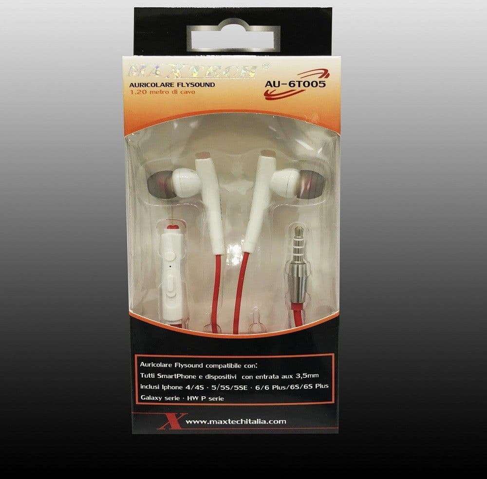AURICOLARI CUFFIE CON FILO AUDIO MICROFONO PER SMARTPHONE CELLULARI MAXTECH AU-6T005 - 4