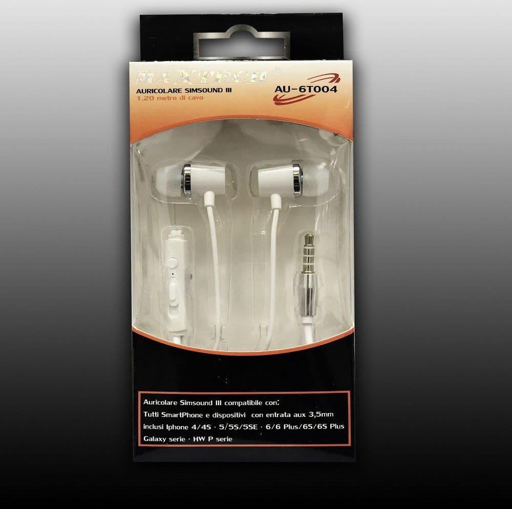 AURICOLARI CUFFIE CON FILO SIMSOUND MUSICA MICROFONO PER SMARTPHONE MAXTECH AU-6T004 - 3