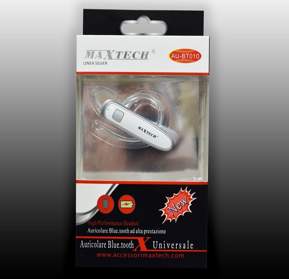 AURICOLARE BLUETOOTH MAXTECH AU-BT010 UNIVERSALE CUFFIA PER SMARTPHONE VERSIONE 4.2 - 3