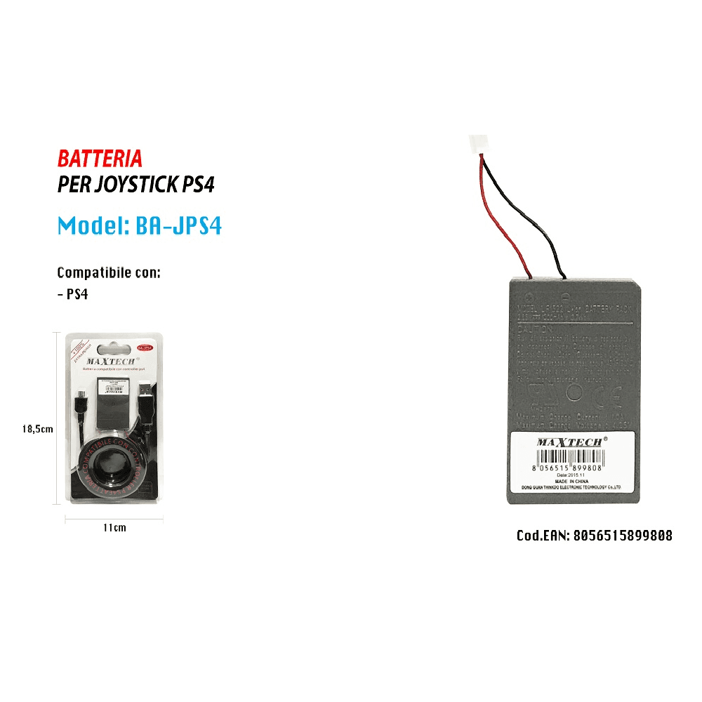 MAXTECH BATTERIA GENERATORE COMPATIBILE CON CONTROLLER PS4 MODELLO BA-JPS4 - 2