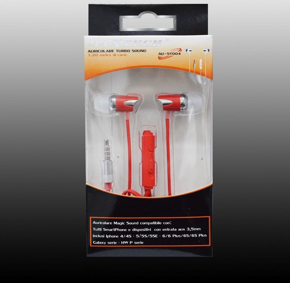 AURICOLARI CUFFIE MUSICA CON FILO MICROFONO PER CELLULARI SMARTPHONE MAXTECH AU-5T004 - 2