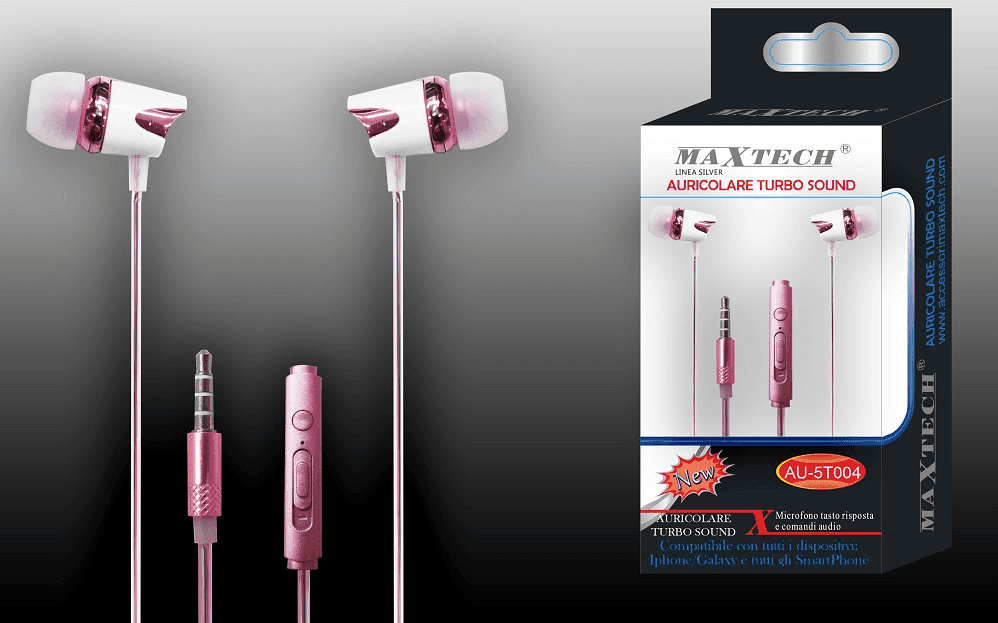 AURICOLARI CUFFIE MUSICA CON FILO MICROFONO PER CELLULARI SMARTPHONE MAXTECH AU-5T004 - 3