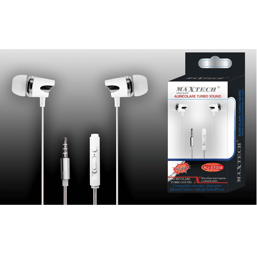 AURICOLARI CUFFIE MUSICA CON FILO MICROFONO PER CELLULARI SMARTPHONE MAXTECH AU-5T004 - 4