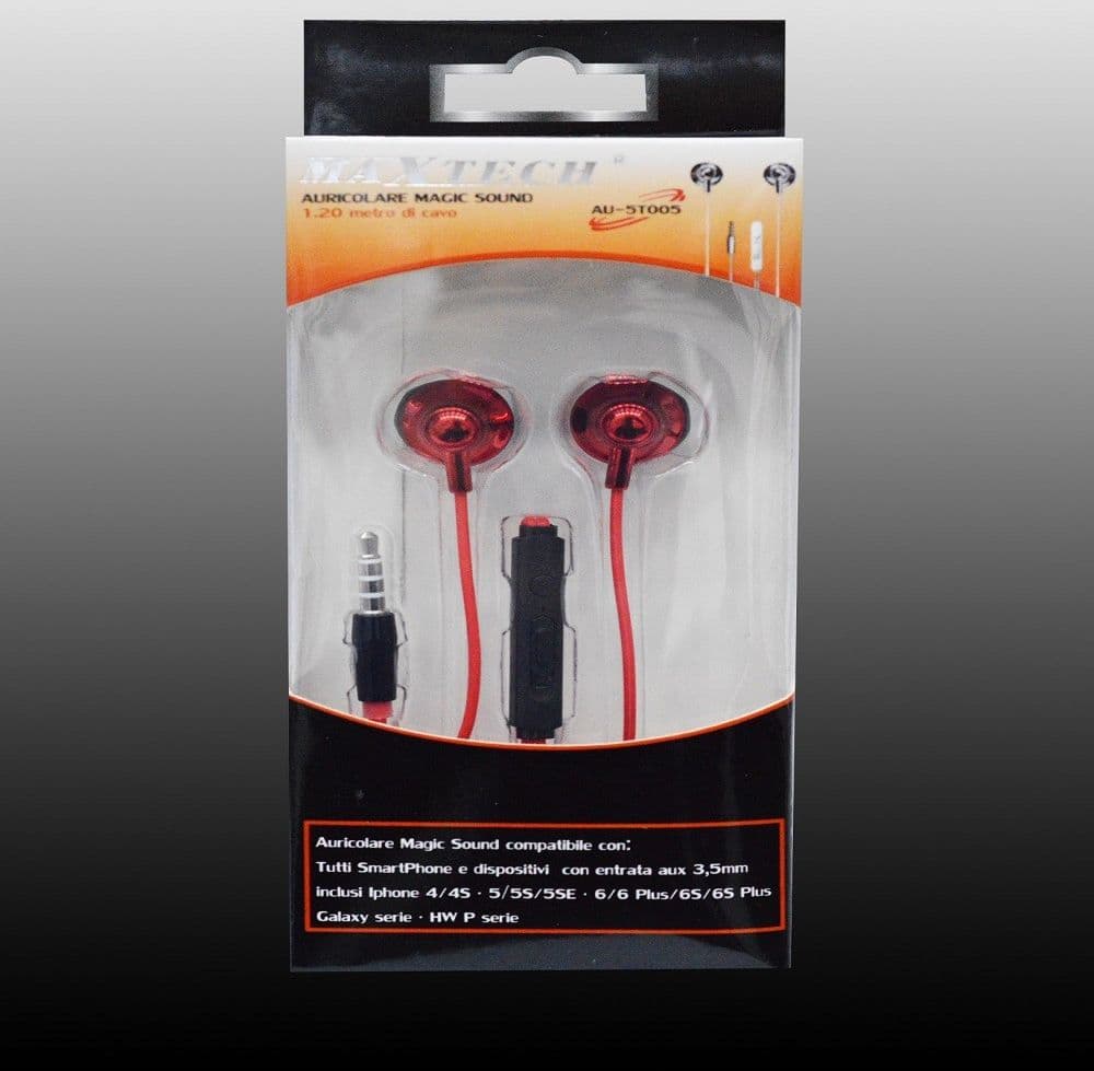 AURICOLARI CUFFIE MUSICA CON MICROFONO PER CELLULARI SMARTPHONE JACK MAXTECH AU-5T005 - 2