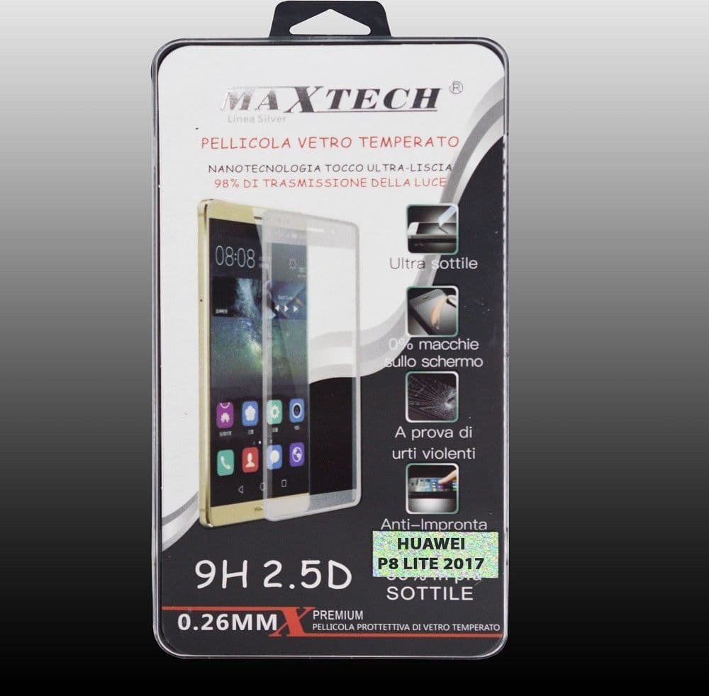 PELLICOLA IN VETRO TEMPERATO PER HUAWEI P8 LITE 2017 SALVA DISPLAY MAXTECH P-P8 LITE 2017