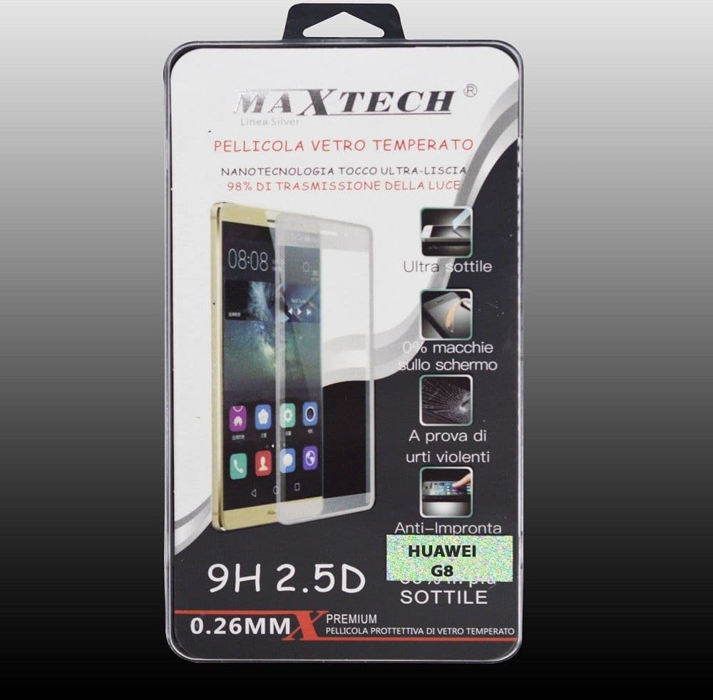 PELLICOLA VETRO TEMPERATO PER HUAWEI G8 ANTIURTO OLEOFOBICA MAXTECH P-HUA G8