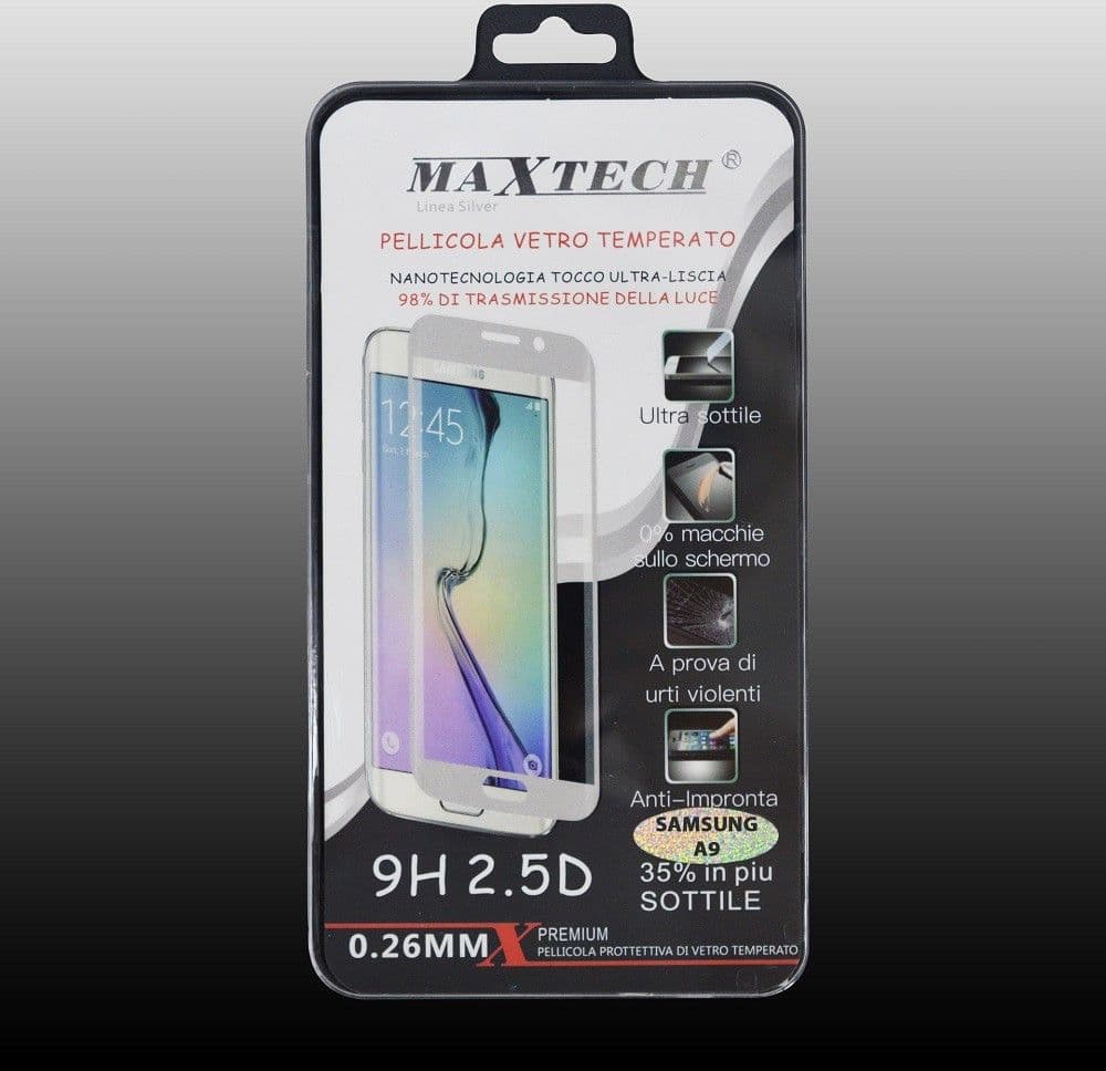 PELLICOLA VETRO TEMPERATO SAMSUNG GALAXY A9 ANTIURTO PROTEZIONE SCHERMO MAXTECH P-SAM A9