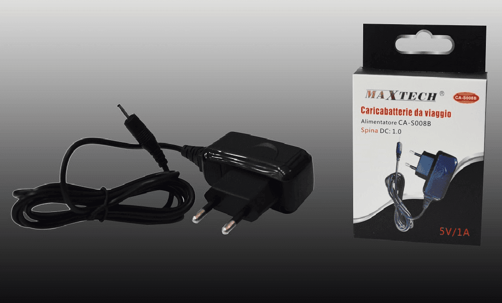 CARICABATTERIE DA VIAGGIO RETE FISSA CON SPINA DC:1.0 5V-1000MA MAXTECH CA-S008B - 2