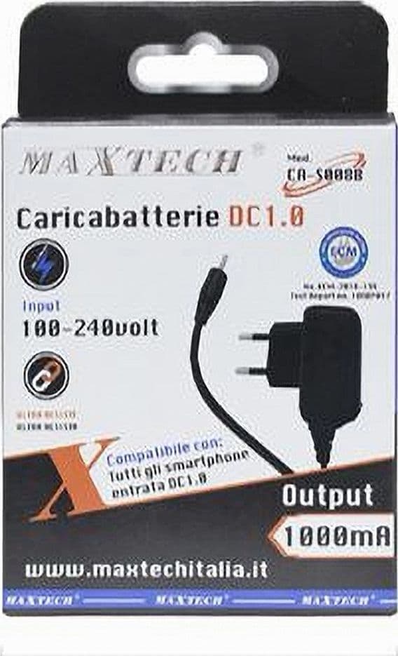 CARICABATTERIE DA VIAGGIO RETE FISSA CON SPINA DC:1.0 5V-1000MA MAXTECH CA-S008B - 3