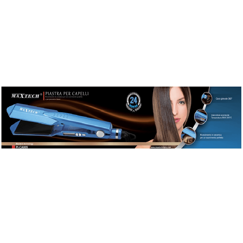 PIASTRA CAPELLI LISCI ANTIDANNI IN CERAMICA FINO A 243° CAVO 360° MAXTECH PI-CA005 - 2