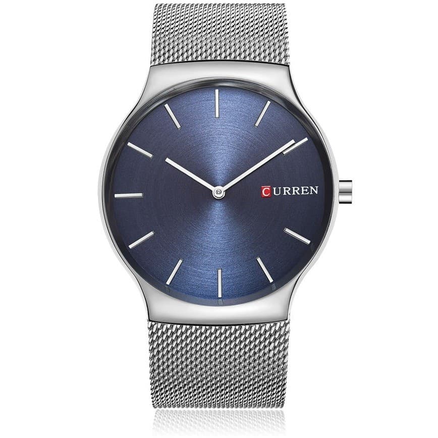 OROLOGIO POLSO CURREN 8256 UOMO ANALOGICO QUARZO MAGLIA SILVER QUAD BLU