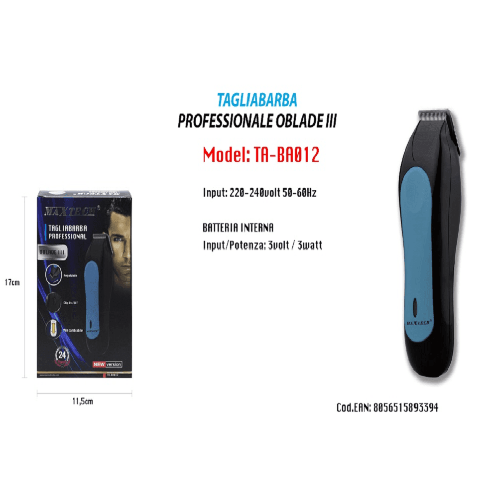 TAGLIABARBA PROFESSIONALE OBLADE III MAXTECH RASOIO REGOLABILE UOMO NEW VERSION TA-BA012 - 2