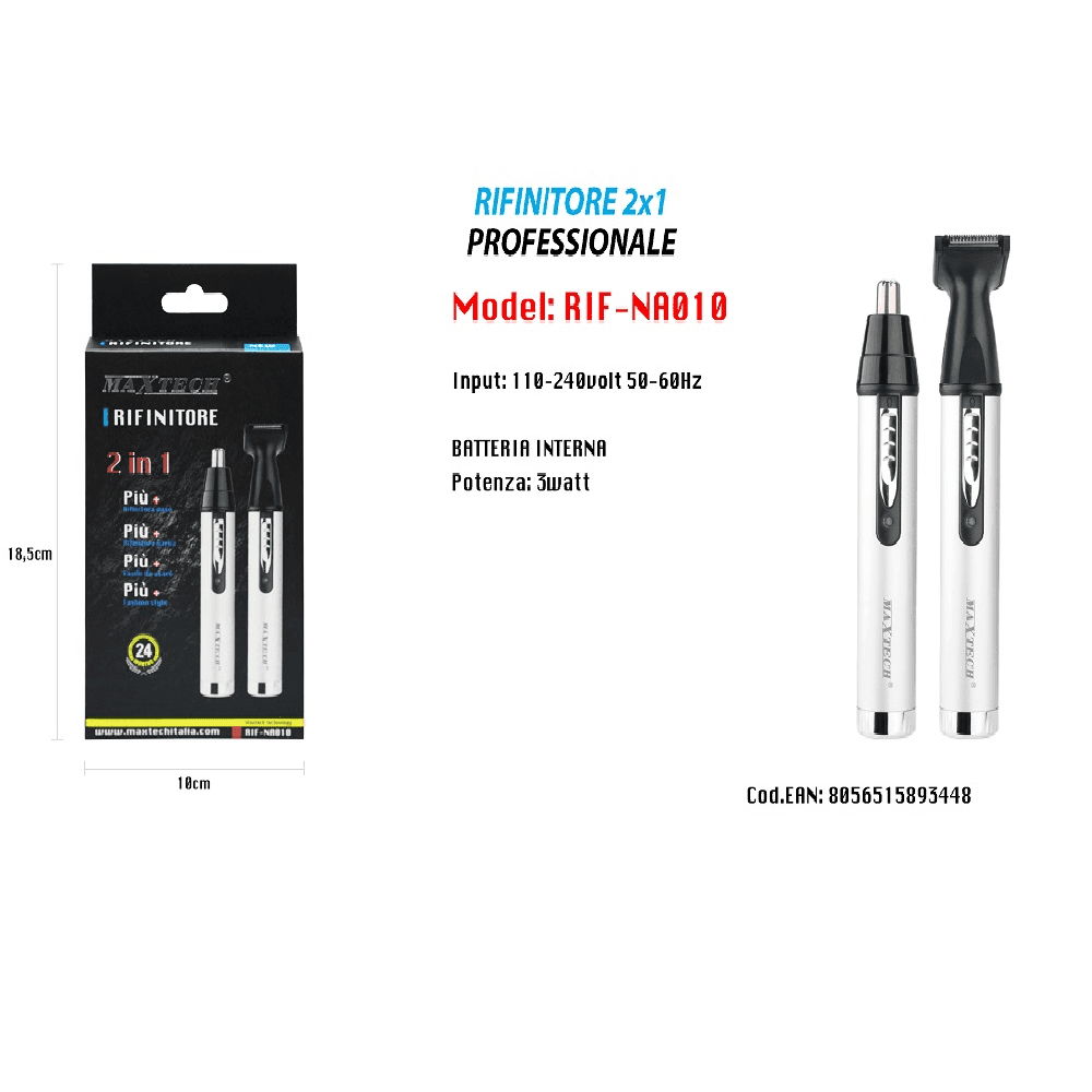 RASOIO RIFINITORE 2X1 PRECISIONE PER PELI NASO ORECCHIE SOPRACCIGLIA RIF-NA010 - 2