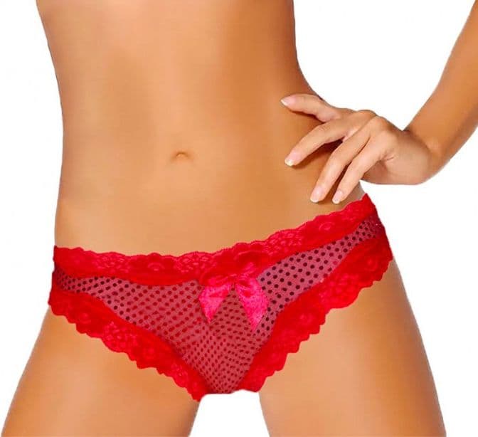 SLIP DONNA ROSSO BRASILIANA COMET CON LUCENTI POIS E BORDI MERLETTATI – S-M – TrAdE Shop Traesio – tessuto