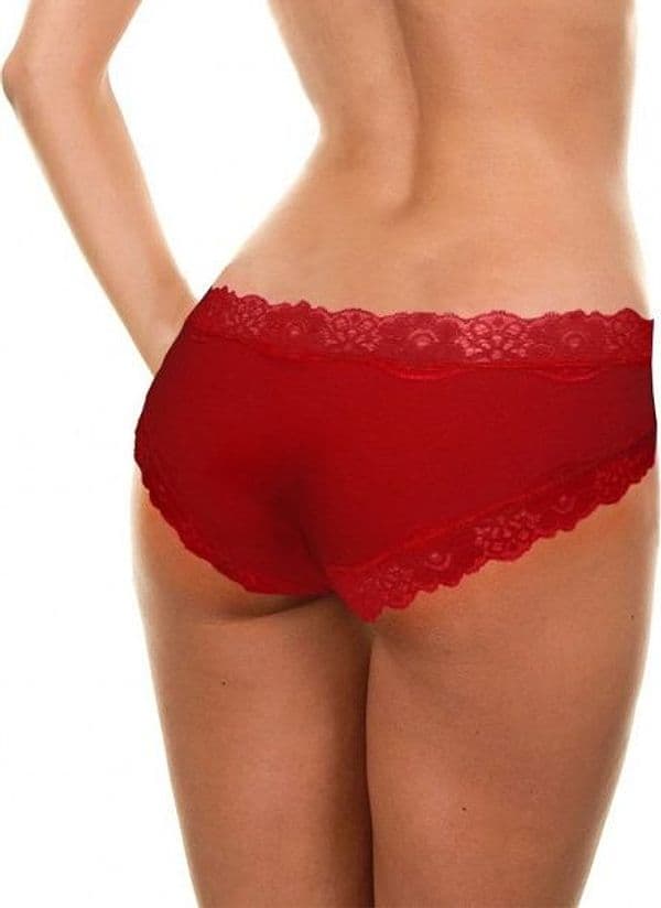 SLIP DONNA ROSSO BRASILIANA COMET CON LUCENTI POIS E BORDI MERLETTATI - 3