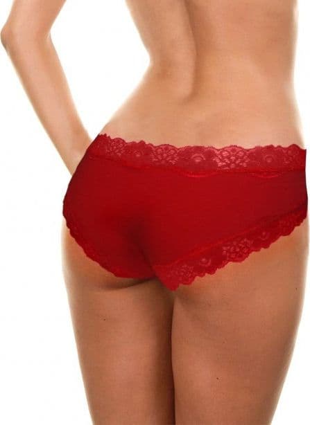 SLIP DONNA ROSSO BRASILIANA COMET CON LUCENTI POIS E BORDI MERLETTATI - 3