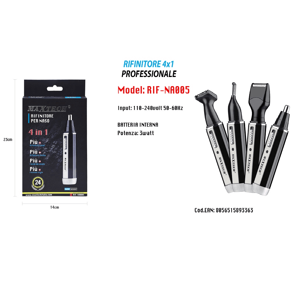 MINI RASOIO RICARICABILE 4IN1 TAGLIACAPELLI ELIMINA PELI SOPRACCIGLIA RIF-NA005 - 2