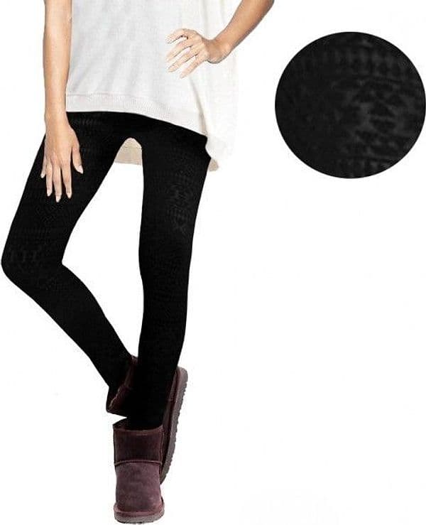 SET 4 LEGGINGS FANTASIA ETHNIC DONNA EFFETTO TERMICO INTERNO FELPATO ELASTICO - 5