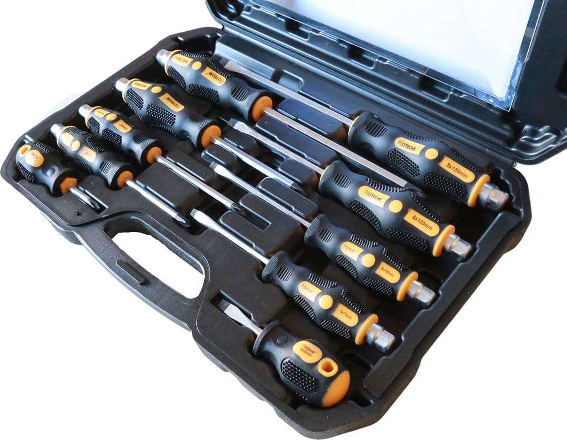 SET 10 CACCIAVITI CACCIAVITE CROCE E TAGLIO IMPATTO PUNTE MAGNETICHE CR-V - 4