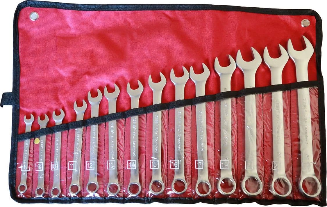 SET CHIAVI COMBINATE 14 PZ. 8-24 MM FISSA E STELLA ACCIAIO CR-V CON ASTUCCIO - 3