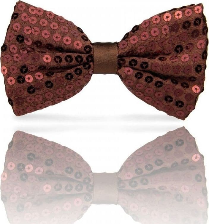 PAPILLON PAILLETTES MARRONE TEATRO PAILLETTE RASO CRAVATTINO FARFALLINO CRAVATTA