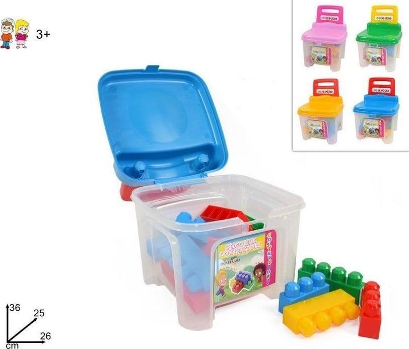 SEDIOLINA BAMBINI CONTENITORE CON COSTRUZIONI PLASTICA COLORATE SEDIA BIMBI