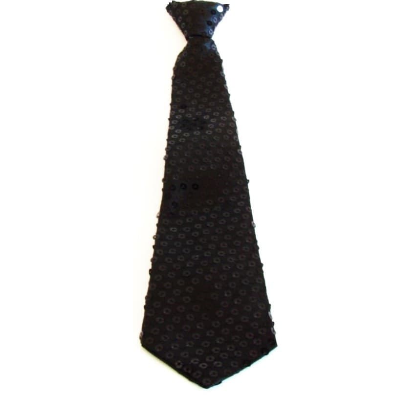 CRAVATTA PAILLETTES NERO TEATRO PAILLETTE RASO CRAVATTINO FRACK FESTA BALLO