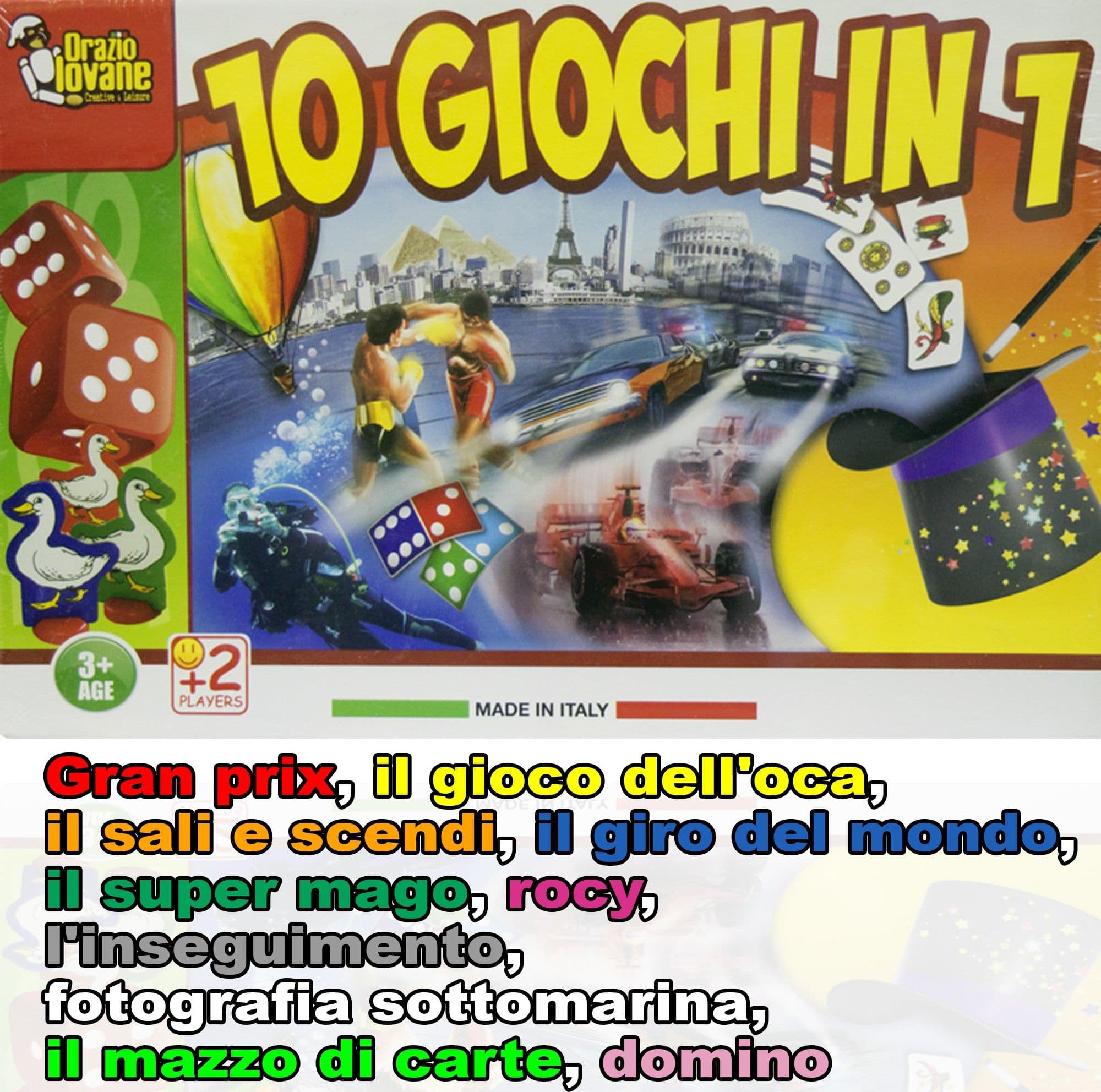 MIX 10 GIOCHI GIOCO DI SOCIETÀ CLASSICI DA TAVOLO GP OCA MONDO SALI SCENDI ROCY
