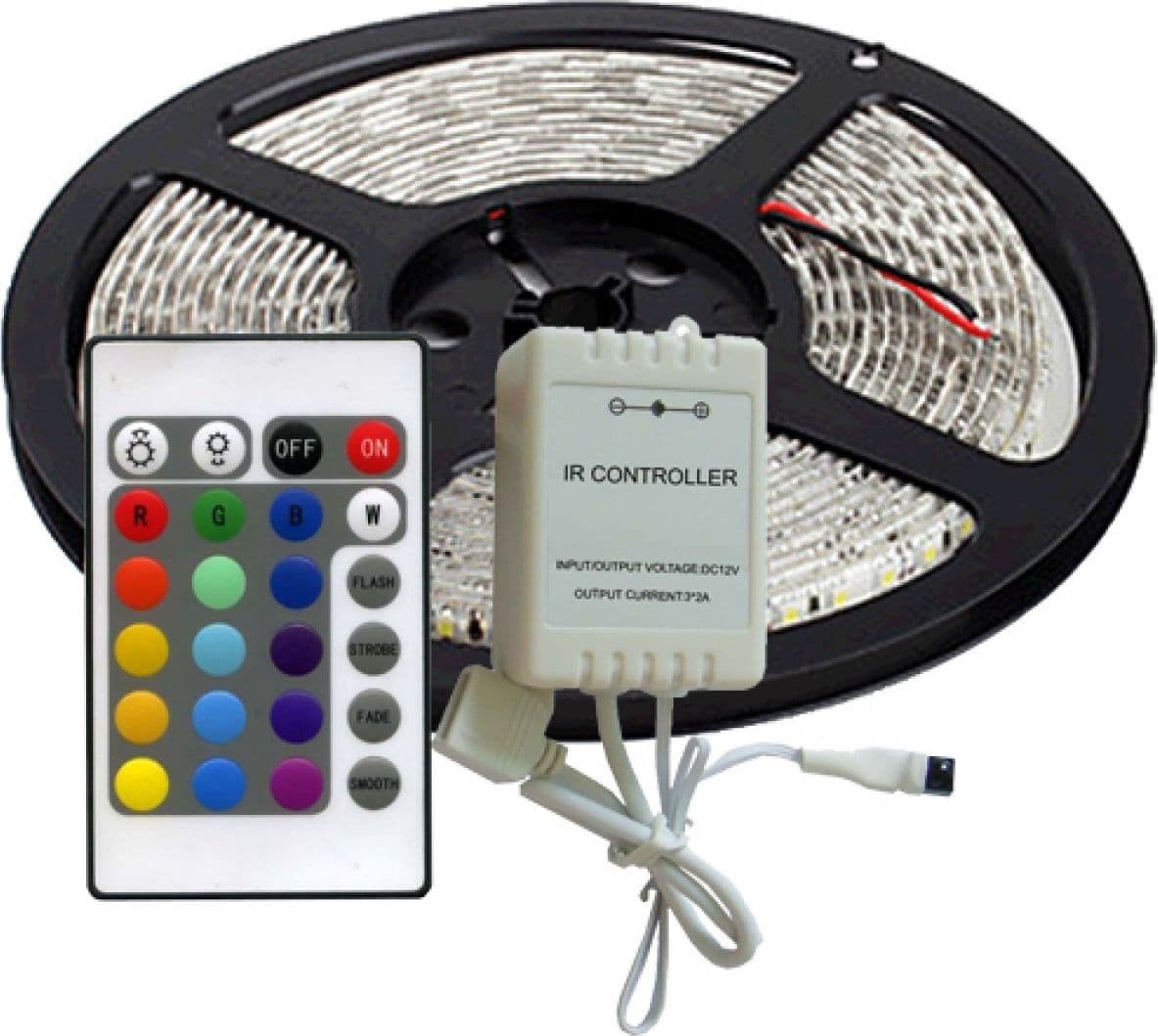 STRISCIA A LED RGB 5 MT METRI 300 SMD 5050 BOBINA STRIP ADESIVA CON TELECOMANDO - 4