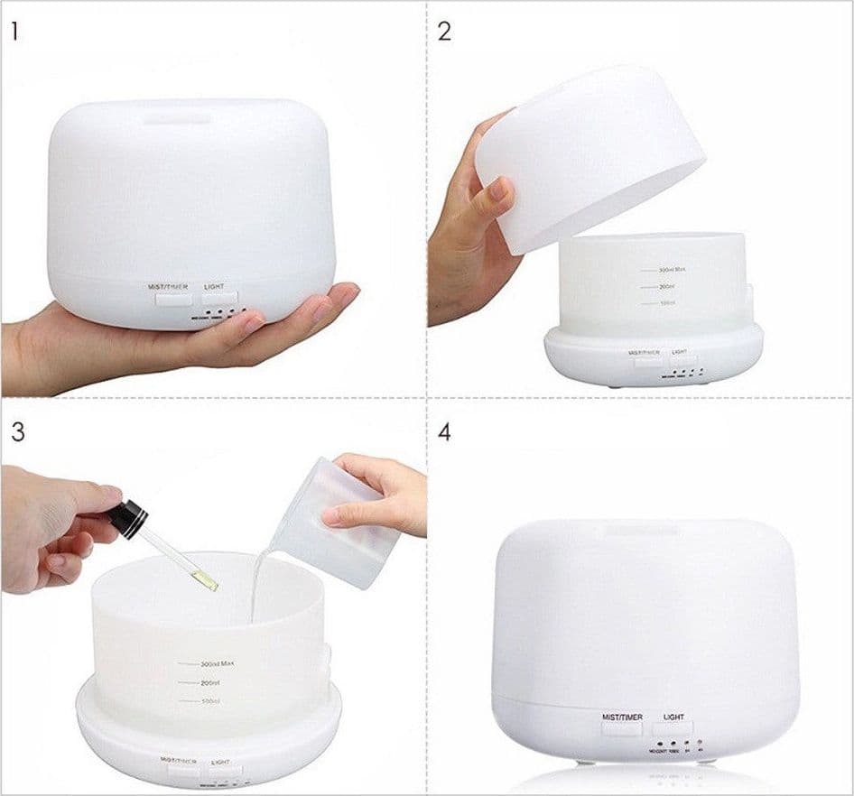 AROMATERAPIA 7 LED UMIDIFICATORE AD ULTRASUONI DEPURATORE 300ML DIFFUSORE AROMI - 2