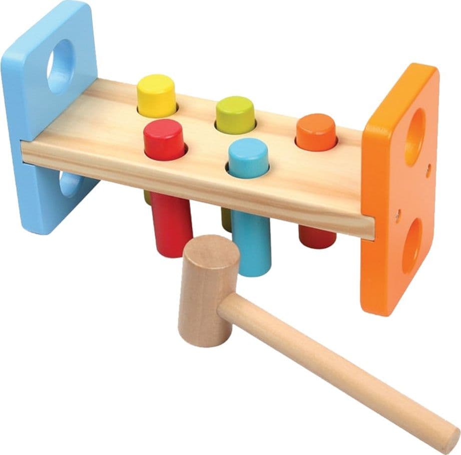 GIOCATTOLO IN LEGNO PER BAMBINI BATTI BATTI CON MARTELLO GIOCO EDUCATIVO NEONATO - 2