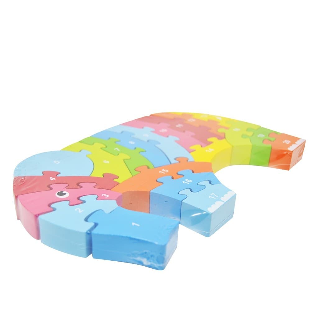 PUZZLE IN LEGNO 20PZ ELEFANTE CON NUMERI GIOCATTOLO PER BAMBINI GIOCHI EDUCATIVI - 2