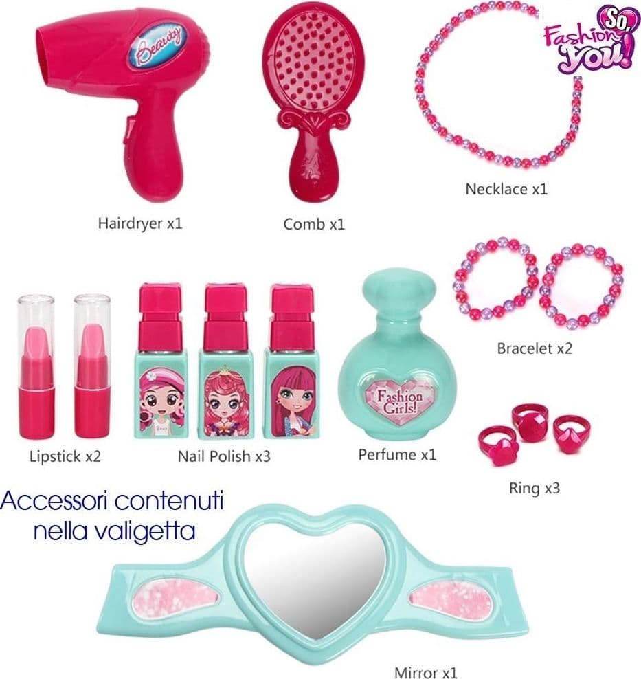 VALIGETTA CENTRO BELLEZZA FASHION PER BAMBINE GIOCATTOLO CON ACCESSORI PORTATILE - 5