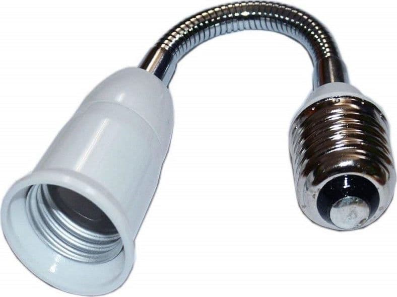 ADATTATORE PROLUNGA FLESSIBILE 20CM LAMPADINA DA E27 A E27 PORTALAMPADE RIDUTTORE