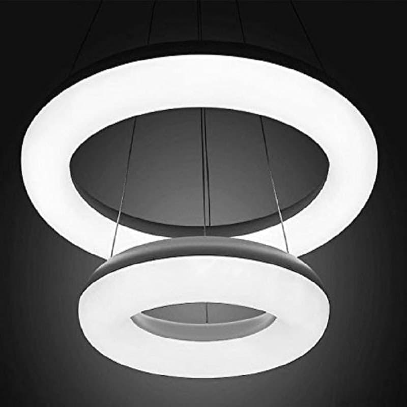 LAMPADARIO LAMPADA 2 ANELLI LUCE LED SOFFITTO SOSPENSIONE PENDENTE MODERNO DESIGN