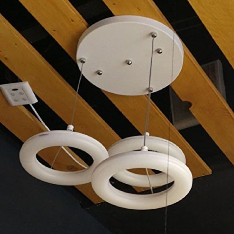 LAMPADARIO LAMPADA 3 ANELLI LUCE LED SOFFITTO SOSPENSIONE PENDENTE POLIURETANO