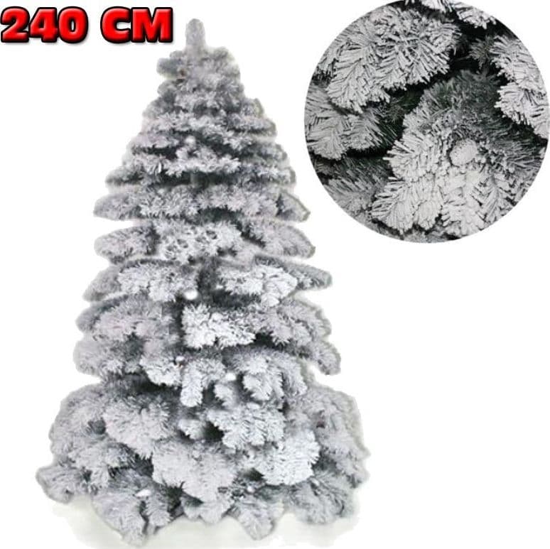 ALBERO DI NATALE 240CM ABETE SNOW CON EFFETTO INNEVATO BIANCO BASE A CROCE - 2