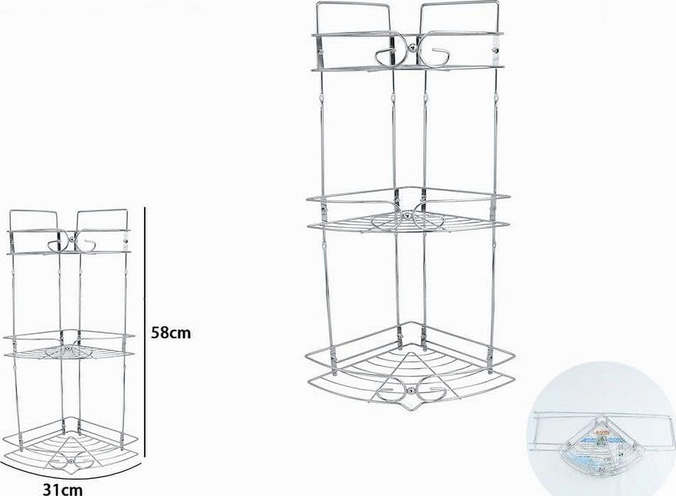MENSOLA ANGOLARE PER BAGNO ANGOLIERA DOCCIA A 3 LIVELLI RIPIANI IN METALLO 52720 - 2